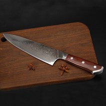 다마스커스 강철 단조 주방 요리사 칼 일본 SKD11 장미 나무 손잡이, 01 chef knife_01 8 인치