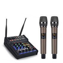 디제잉장비 dj장비 오디오 믹서 내장 uhf 무선 마이크 dj 가라오케 pc 기타 용 블루투스 usb 효과가있는 4 채널 믹싱 콘솔, 한개옵션0