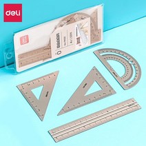 금속 강철 눈금자 4 in 1 델리 편지지 세트 알루미늄 합금 다기능 조합 삼각형 각도기 합금 드로잉, 금