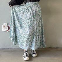 (완소코디룩)그라데이션 플라워 패턴 밴딩 언발 롱스커트