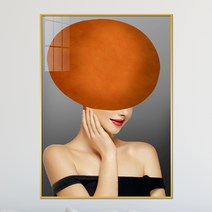 아트블루 모던 감성 여인 인물화 그림 액자, 3_주황모자여인_C