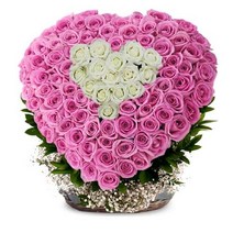 분홍장미100송이 하트꽃바구니 축하 생일 어버이날 프로포즈, 케이크(중)