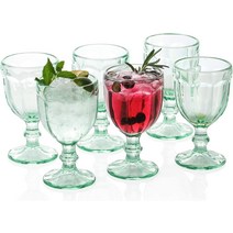 EVEREST GLOBAL Iced Tea Goblet Glasses 10.2 oz. Set of 6 Vintage Octagon Glassware for Beverage Stem