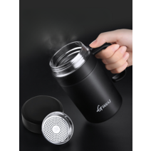 보온 보냉 컵 물병 텀블러 머그컵 스테인레스 손잡이, 스틸본색420ml