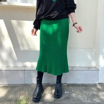 데일리앤 케일 H라인 밴딩 뒷트임 꽈배기 니트 롱 스커트