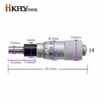 원형 0 13mm 범위 0 6.5mm 마이크로 미터 헤드 측정 측정 도구 회전 부드러운, 번호 14 0-6.5mm