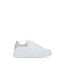 ALEXANDER MCQUEEN 화이트 레더 스니커즈 위드 EMBELLISHED 스웨이드 힐 666407WIA4Z 9069