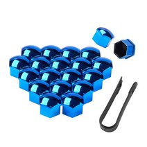 자동차 차량용 볼트 너트 자동차 휠 너트 캡 보호 커버 17mm 녹슬지 않는 허브 나사 림 외부 장식 20 개, 05 Blue_03 21mm