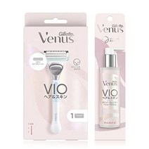 [세트 구매] 질레트 비너스 VIO 헤어 & 스킨 면도기 본체 (핸들 만) + 교체 블레이드 1 코 포함 + 질레트 비너스 VIO 헤어 & 스킨 2 인 1 클렌저 + 셰이브 젤