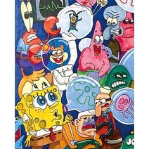 푸아이 보석십자수 3D 캔버스형 액자 스펀지밥 40x50 DIY 세트 키트 구슬 큐빅 비즈 PW1815, 40x50cm