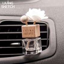 [리빙스케치]화이트 미니로즈 송풍구 디퓨저 방향제 추가리필10ml증정 선물포장, 샌달우드