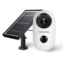 YESKAMO 예스카모 미니 태양광패널 배터리형 실내외용 무선 WiFi CCTV 카매라, 화이트 솔라패널 세트