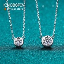 모이사나이트 KNOBSPIN D 컬러 목걸이 여성을 위한 생일 파티 주얼리 GRA 925 스털링 실버 도금 18k 화이트 골드