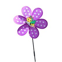 정원 풍차 소용돌이 꽃 장식 선물 장식품 바람개비 야외 장식용 바람 회 전자 마당 아트 파티 잔디 과수원, 직경 28cm, 천, 보라