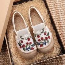 23 올드베이징 부츠 여 린넨 통기성 자수 슈즈 가벼운 학생 슬립온 캐주얼 어부화