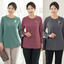[엄마옷 로즈맘] 자가드라운드티셔츠/겨울 50대60대 생신선물 겨울옷 엄마티셔츠 할머니옷