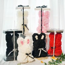 빠른배송 장미토끼 졸업선물 꽃다발 인테리어소품 기념일 케이스 무료포장, 옵션1) 블랙(화이트)버니