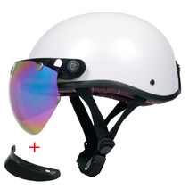 DAYU 다유 빈티지 클래식 오픈페이스 오토바이 헬멧, 펄 화이트 W 컬러