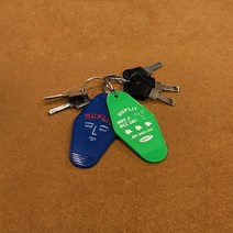 듀플릿 레트로 호텔키링 열쇠고리, 파랑, 1개