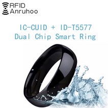 엑세스제어카드 RFID 듀얼 칩 스마트 링 재기록 가능 CUID 카드 복사 T5577 키 13.56Mhz 125Khz 배지 방수, [01] 57MM, 01 57MM