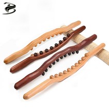 Boknight 다기능 나무 경락 도구 스크래핑 마사지 스틱, 너도밤나무 10구슬, 1개