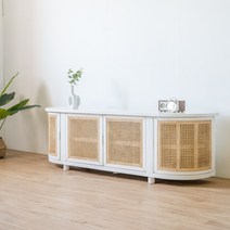소피아엘렌 멜로우 높은 원목 거실장 장식장 라탄 2000 티비다이 티비장 빈티지 화이트