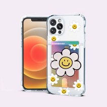 1+1 국내제작 카드 수납 케이스 스마일 플라워 데이지 방탄 투명 젤리 지플립3 핸드폰 거치대 케이스 그립톡 갤럭시 A33 A23 A53 A52 A22 A82 A42 A32 A12