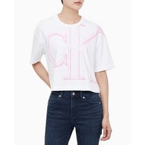 캘빈클라인진 여성 패션핏 일루미네이티드 CK 로고 반팔 티셔츠(J219705)