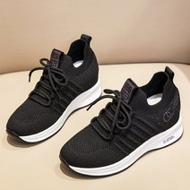 여성 운동화 키높이 스니커즈 여자운동화 통굽 인박카001 2023 스프링 봄 새로운 패션 플라잉 직조 신발과 로브 라이트 내부 내부 레이더 스포츠 슈즈 스포츠 영구 여성 신발