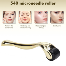 540개의마이크로니들 피부영양흡수케어 건강한두피관리마사지롤러, 골드0.2mm