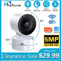 Tuya-스마트 라이프 IP 카메라 와이파이 베이비 모니터 5MP 실내 CCTV 보안 캠 2K 자동 추적 PTZ 무선 비디오 감시, 5MP Add128G Card_미국 플러그