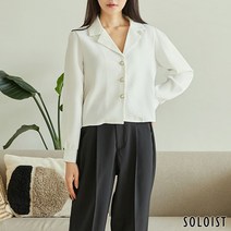 솔로이스트 펄버튼 테일러드 와플 셔츠 블라우스 SADM1154