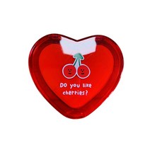 브로위즈 미니 손거울 공주 확대경 레드 체리 캐릭터 하트 거울 학생, 1개