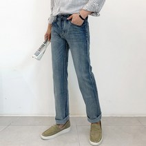 남성용 워싱 블루 데님 스판 팬츠 캐주얼/심플/데일리/꾸안꾸로 딱!