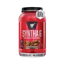 BSN SYNTHA 6 유청 단백질 분말 미셀라 카세인이 함유된 땅콩 버터 우유 분리 쿠키 28인분(포장은 다를 수 있음), 초콜릿 밀크셰이크, 28인분(1팩)