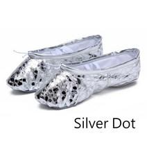 발레토슈즈 성인 취미빛나는 부드러운 밑창 발레 댄스 슬리퍼 여아용 슈즈 숙녀 발레리나 여성 체조, 10 35, 04 Silver Dot