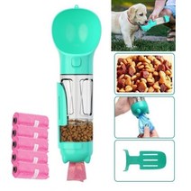 POENI 댕냥이 반려동물 휴대용 원터치 버튼식 산책 물통   사료&간식통   배변봉투 랜덤발송 5롤 증정 300ml 500ml 대형, 300ml (물병 배변봉투), 블루