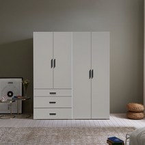 웰튼 블링카1600 여닫이 행거형 옷이불수납 장롱셋트, 연그레이-긴문도어이불장+3서랍장롱