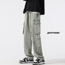 블랙진스트레이트 K2898 봄가을 와이드 루즈핏 캐쥬얼 긴바지 스트레이트핏 일자 드롭 드레이프 데님 남자 4994701029