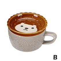 고양이 머그컵 도자기 귀여운 컵 시바이누 커피 머그잔 뚜껑 포함 개성 선물 가정용 어린이 아침 식사 귀리 우유, [02] B