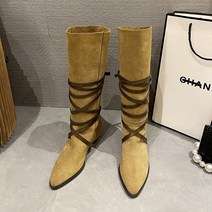 나루니 여성부츠 브라운 루즈핏 스타일리쉬 카우보이 스웨이드 웨스턴 뾰족코 가을 겨울 2.5cm 2.5cm굽