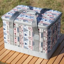 클레이쇼핑 중형 캠핑 폴더블 다용도 가방 캠핑용 휴대용 감성 폴딩 접이식 미니멀 스탠드 받침대 쿨러 거, 3번 세모무늬