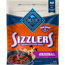 진짜 돼지고기 베이컨 스타일의 강아지 간식을 곁들인 블루 버팔로 시즐러, 28-oz bag