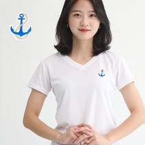 멋지군 쿨론 기능성 브이넥 닻 자수 반팔 쿨 티셔츠