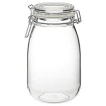 이케아 코르켄 밀페유리병 1.8L 유리용기 보관용기 밀폐용기 유리병 조미료통, 1개 1.8L
