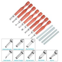 목공칼 우드 카빙 키트 조각도 조각칼 DIY 목판화 칼 나무 조각 도구 목공 예술 공예 커터 손잡이 세트 손 12 피스/8 피스, Size3