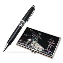 [천삼백케이] [지아이팩토리] 아리랑 자개명함케이스 2종세트(자개볼펜), 월하정인