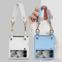 삼성 갤럭시 Z플립4 Z플립3 핸드 가방 디자인 가죽 스트랩 슬림 하드 단색 컬러 케이스