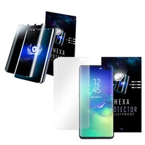 헥사 프로텍터 강화유리층 PET 우레탄 곡면 풀커버 [고투명2매+지문방지2매] or 방탄3매 or 지문방지3매 액정보호필름 중 택1, 고투명2매+지문방지2매, 갤럭시 노트20