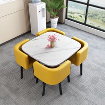 북유럽 4인용 대리석 세라믹 원형 스퀘어 테이블세트 가죽의자 거실라운지식탁 홈카페, U